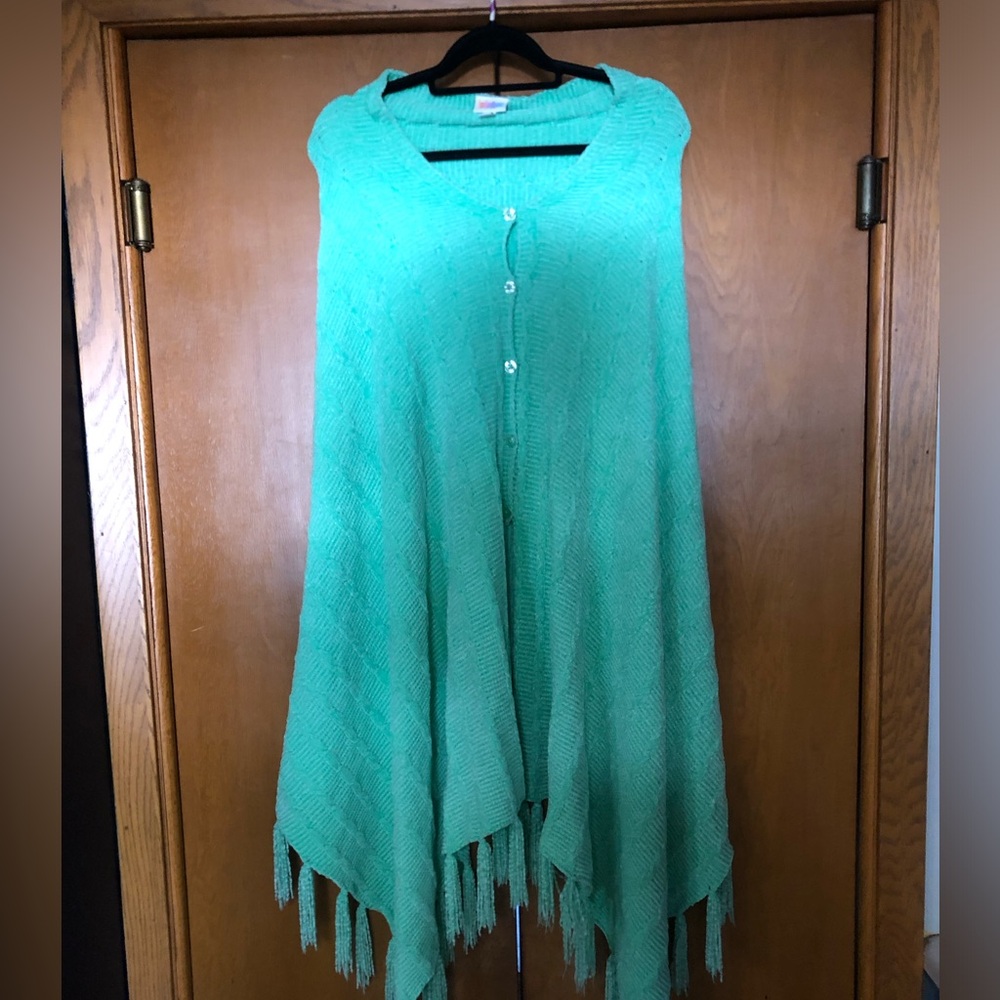 Elegant Teal Knit Poncho